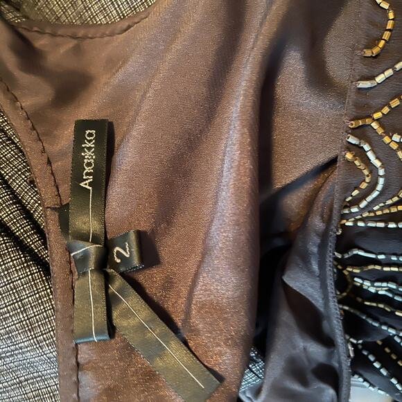 Women's Anaikka Beaded Copper & Silver Coca Sleeveless Mini Dress Size 2 - Picture 8 of 8